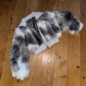 Cropped Faux Fur Disco Jacket - Size Medium